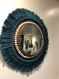 Miroir en rotin et coton macramé bleu pétrole