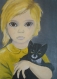 Peinture acrylique la petite fille au chat création à l'acrylique
