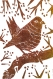 Linogravure originale sur papier artisanal - petit oiseau - 9 x 13 