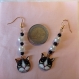 Boucles d'oreilles chat noir et blanc 2