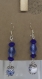 Boucles d’oreille pendantes perles fleurs bleues