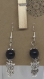 Boucles d’oreille pendantes perles noires et hibou