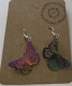 Boucles d’oreille argentées « papillon multicolore »