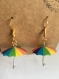 Boucles d’oreille parapluie multicolore
