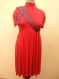 Robe dress rouge col roulé jersey morgan et cravate pucinella made in italie taille 38/40