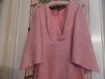 Robe vintage robe longue couturière rose et argent soie manche chauve souris