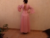 Robe vintage robe longue couturière rose et argent soie manche chauve souris