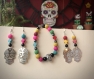 Parure boucles d’oreilles + bracelet « dia de los muertos »