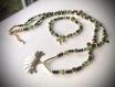 Parure collier + bracelet vert jungle
