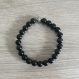Bracelet en obsidienne 8mm avec perle tibétaine 19cm