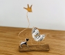 Cadeau de naissance parents création poétique ficelle et papier déco originale bébé garçon chat sculpture fil fer kraft armé bois flotté