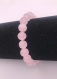 Bracelet quartz rose mat (non poli), 22 perles naturelles véritables 8mm (diamètre), pour tour de poignet de 15cm (ample) à 15,7cm (ajusté)