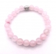 Bracelet quartz rose mat (non poli), 22 perles naturelles véritables 8mm (diamètre), pour tour de poignet de 15cm (ample) à 15,7cm (ajusté)
