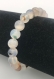 Bracelet en onyx blanc, 24 perles naturelles véritables de 8 mm (diamètre), pour un tour de poignet de 15,5 cm (ample) à 16,2 cm (ajusté)