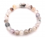 Bracelet en onyx blanc, 24 perles naturelles véritables de 8 mm (diamètre), pour un tour de poignet de 15,5 cm (ample) à 16,2 cm (ajusté)