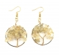 Boucles d'oreilles arbre de vie dorées pendantes, pierres naturelles jaunes, pendentif cristal quartz 7 chakras, charmes, cadeaux bijoux