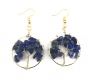 Boucles d'oreilles arbre de vie dorées pendantes, pierres naturelles bleues, pendentif cristal quartz 7 chakras, charmes, cadeaux bijoux