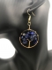 Boucles d'oreilles arbre de vie dorées pendantes, pierres naturelles bleues, pendentif cristal quartz 7 chakras, charmes, cadeaux bijoux