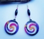 Boucles d'oreilles spirales multicolores en résine