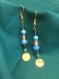 Boucles d'oreilles pendantes bleu et or