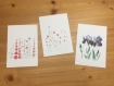 Lot de 3 cartes postales de fleurs à l'aquarelle