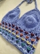 Rainbow halter top crochet - bleu lilas - taille m