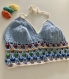 Rainbow halter top crochet - bleu et crème - taille m
