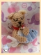 Maneki neko porte-clés avec carpe koï beige / poisson bleu ( chat porte bonheur au crochet )
