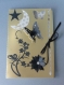 Carte fête félicitations anniversaire doré noir papillon fleur 3d lune étoile fermée d'un ruban satiné faite 