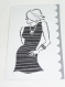 Carte fête saint valentin anniversaire femme mannequin mode robe noire paillettes faite main 