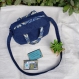Mini sac à main en jean recyclé, doublé de tissu wax, fermeture zippée, portage sur l'épaule ou à la main