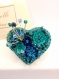 Broche cœur volupte bleu turquoise