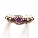 Bracelet rigide cristal de bohème et perles brodées blanc cassé et violet