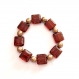 Bracelet élastique perles de bohème couleur ambre et doré mat