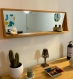 Miroir rectangulaire flottant en bois massif recyclé et sa petite étagère, fabriqué main