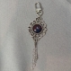 Porte-clé verre peint à la main miasme cabochon - support argenté avec chaîne pour bijou de sac