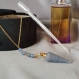 Sautoir à parfum wicca pendule - collier Élégant en pierre fine de trolleite et acier inoxydable doré