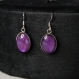  boucles d'oreille en verre peint à la main violet, élégantes et durables en acier inoxydable