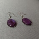  boucles d'oreille en verre peint à la main violet, élégantes et durables en acier inoxydable