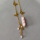 Marque-page féérique en quartz rose avec papillon nature et chaîne dorée