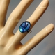 Bague acier inoxydable miasme bleu - verre peint à la main