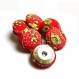 Boutons x 5 liberty gingham garden rouge taille au choix 