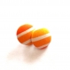 Boutons 24 mm x 2 recouverts de tissu rayé blanc et orange