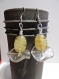 Boucle d'oreille perle en verre jaune et bouton transparent