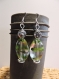 Boucle d'oreille perle transparente et verte , perle argentée, base spirale en fil aluminium
