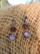 Boucles d'oreille violet, or, nacre , bois 