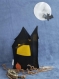 Halloween photophore, cache-vase, cache-pot, veilleuse – maison hantée noire/jaune
