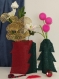 Noël cache vases/photophores -  2 pièces : maison rouge + sapin vert #noel #cachevase #deco #cachepot #veilleuse #vase #cadeau #couvrevase #fleurs #plantes #pot #papervase #séjour