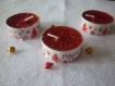 Bougies chauffe plat thème noël, rouge paillette, fond blanc merry christmas, vendus par lot de 3. 