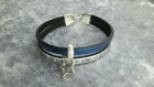 Bracelet cuir bleu et gris  